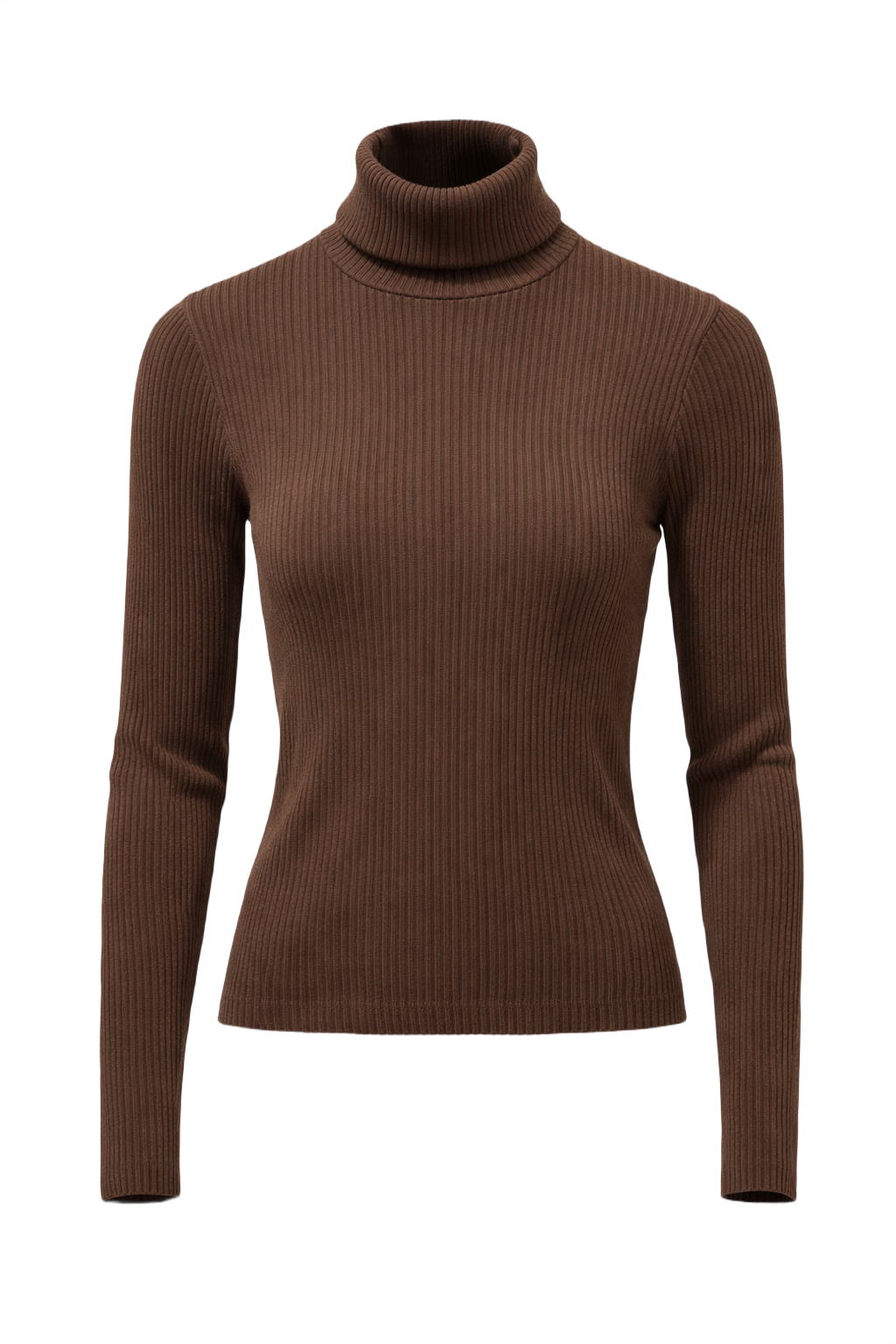 1990s Brown Cotton Turtleneck Sweater - Front View