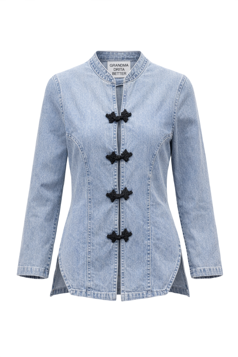 1990s Light Blue Denim Jacket - Front View