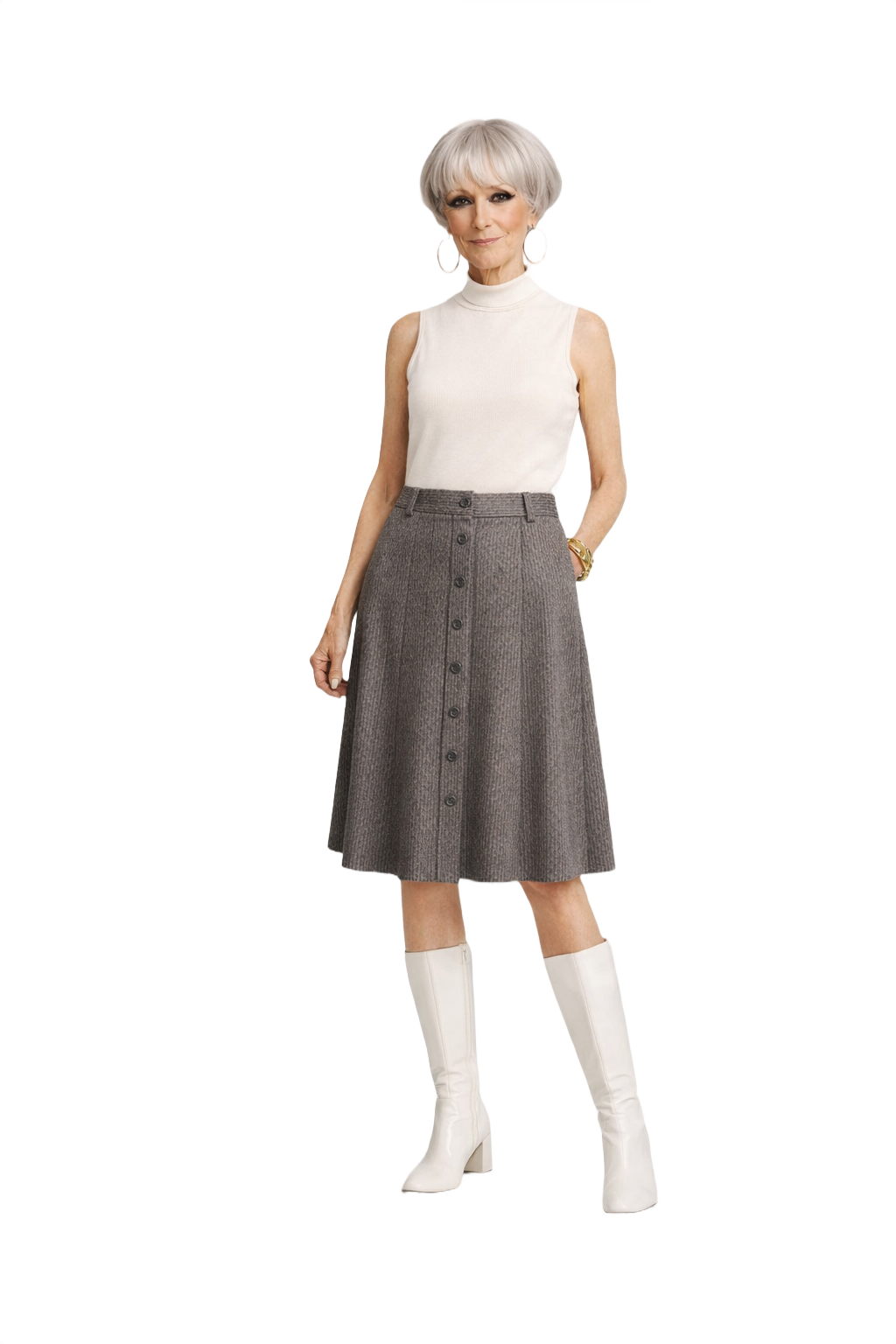 1960s Grey Tweed Skirt - Model