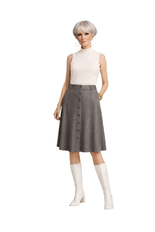 1960s Grey Tweed Skirt - Model