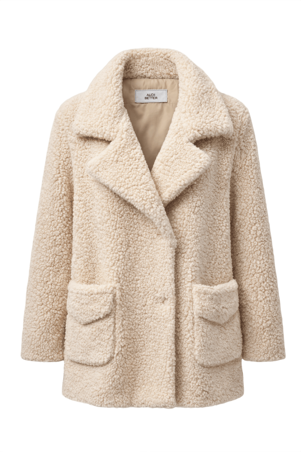 1990s Cream Plush Jacket - Front View