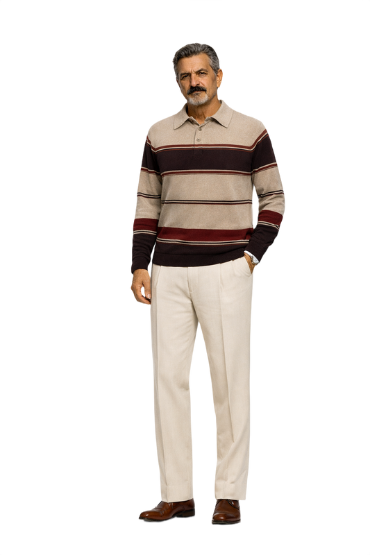 1980s Beige Cotton Blend Sweater - Model