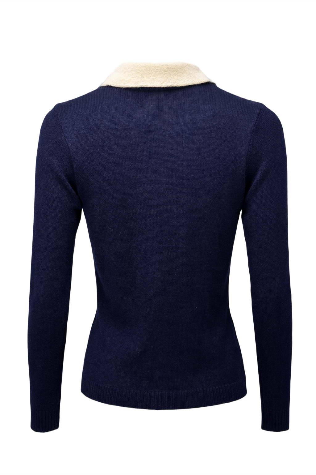 1970s Navy Blue Wool Sweater - Back View