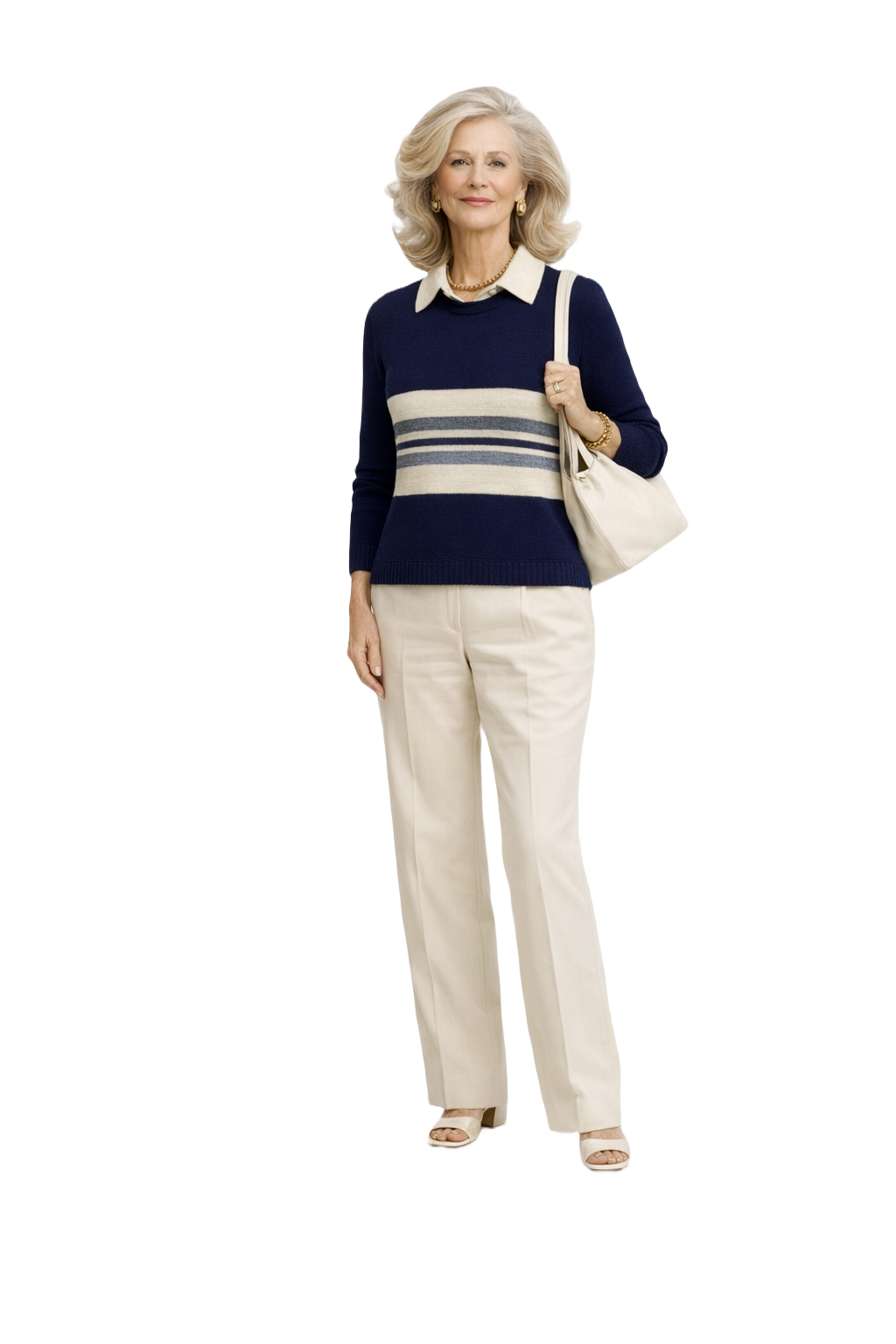 1970s Navy Blue Wool Sweater - Model