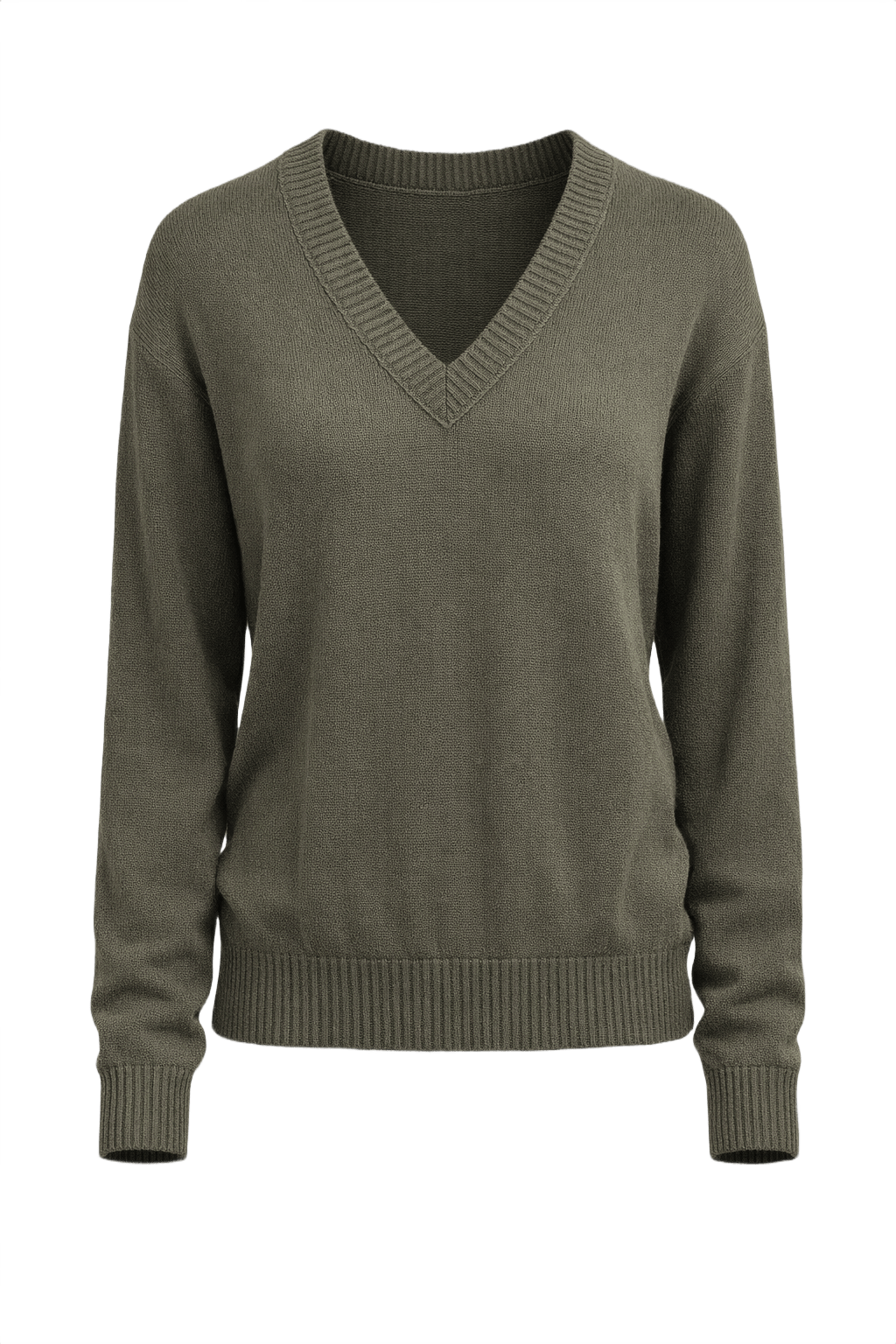 1980s Olive Green Wool Sweater - Front View