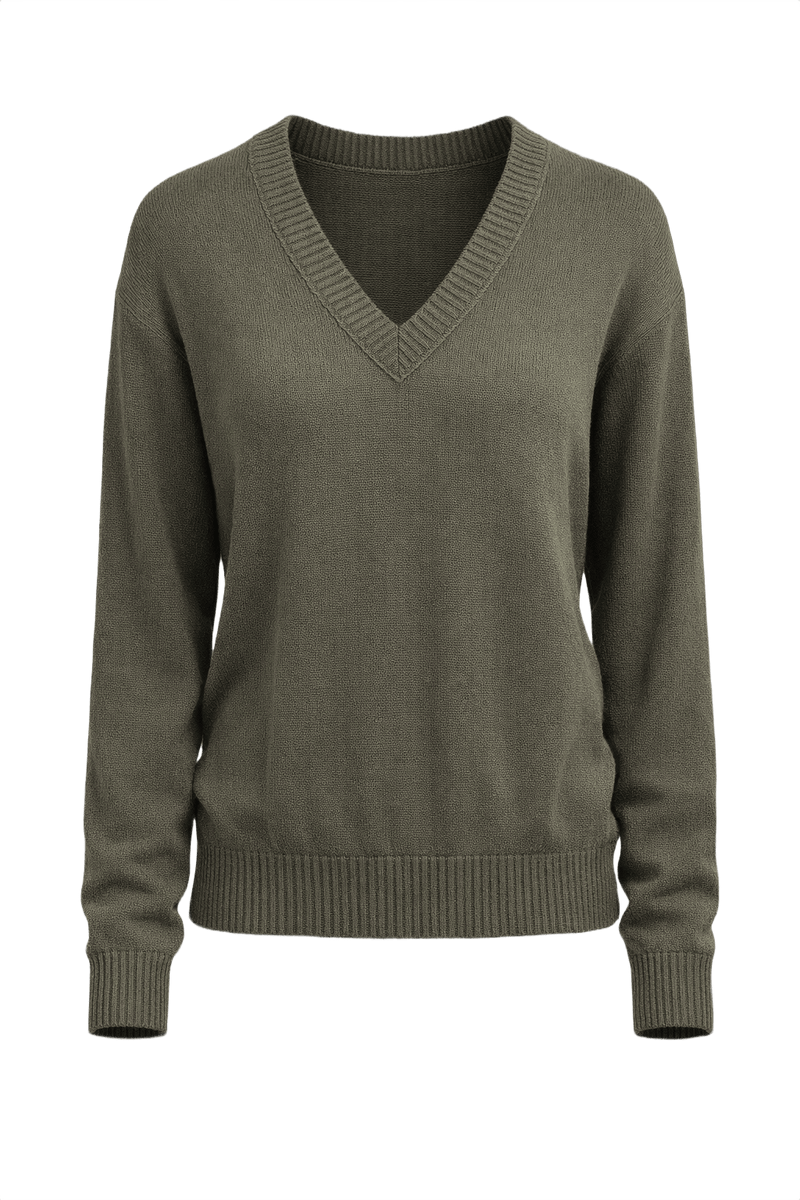 1980s Olive Green Wool Sweater - Front View