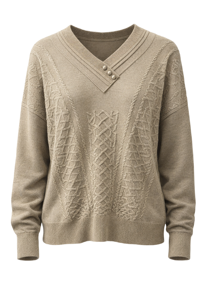 1980s Beige Cotton Sweater - Front View