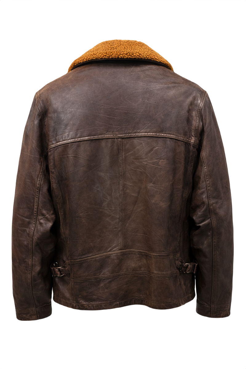 1970s Brown Leather Jacket - Back View