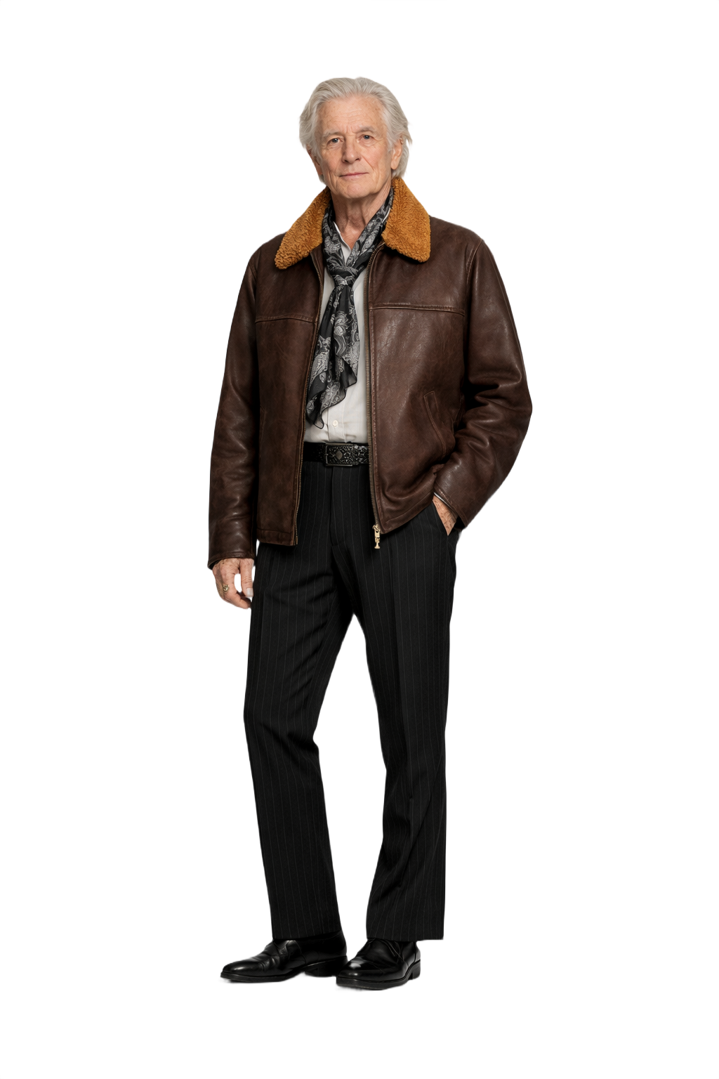 1970s Brown Leather Jacket - Model