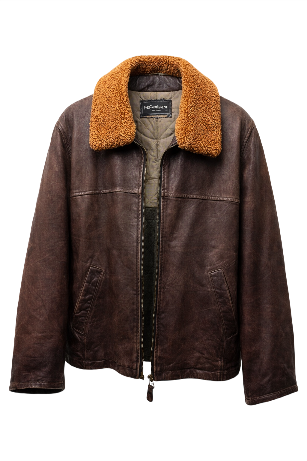 1970s Brown Leather Jacket - Front View