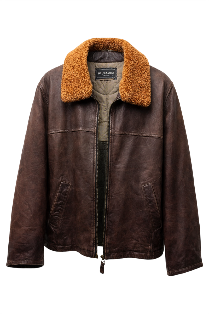 1970s Brown Leather Jacket - Front View