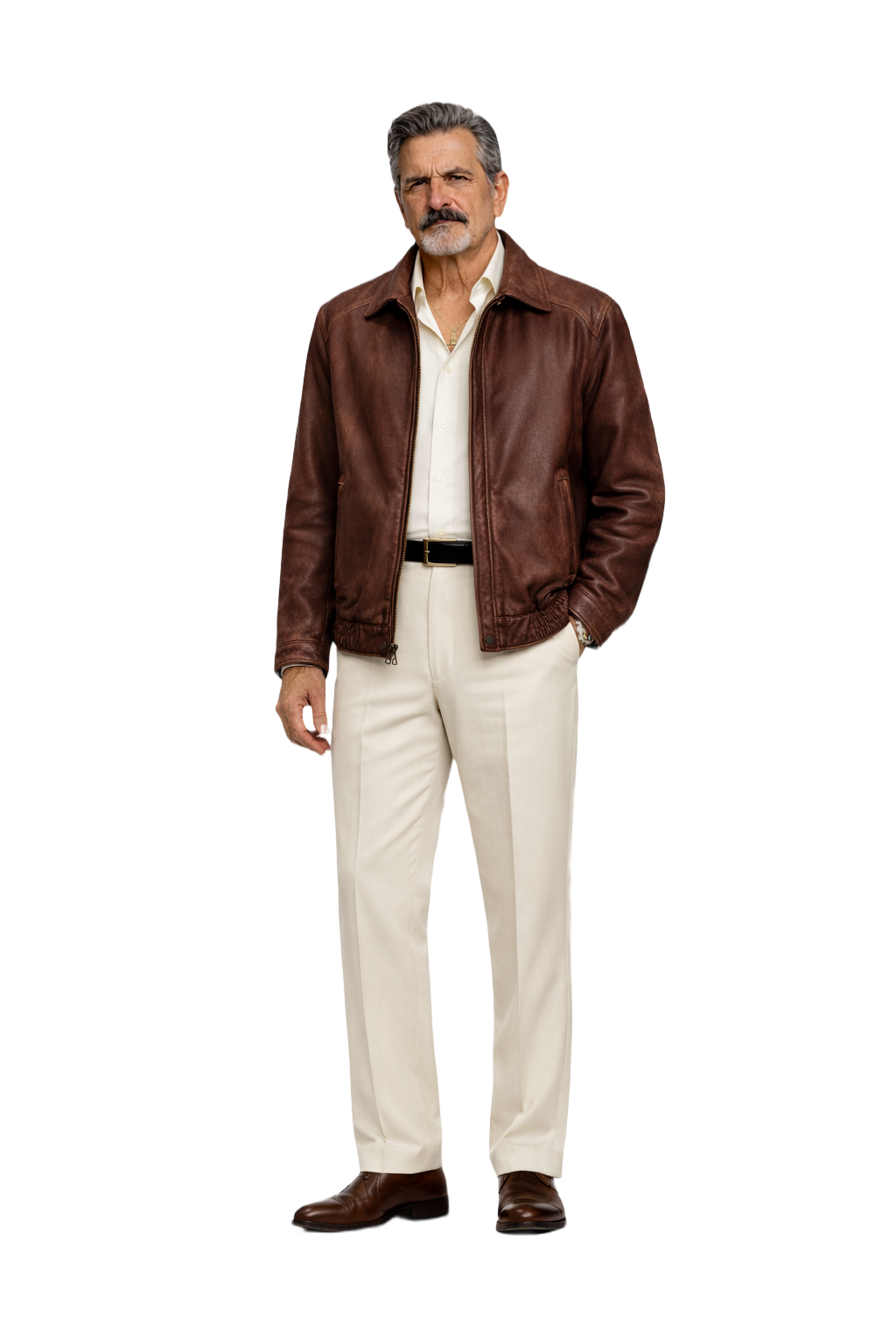 1980s Brown Leather Jacket - Model