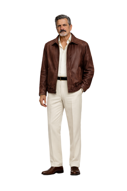 1980s Brown Leather Jacket - Model