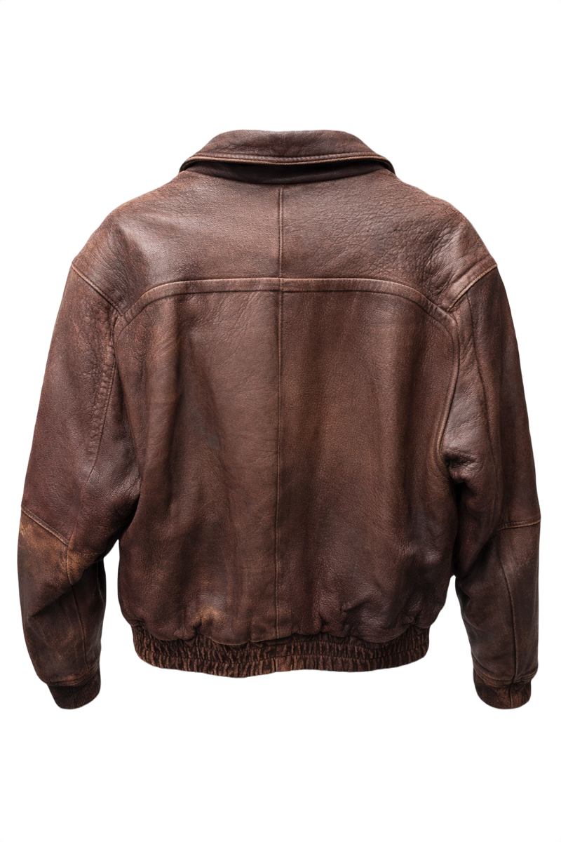 1980s Brown Leather Jacket - Back View