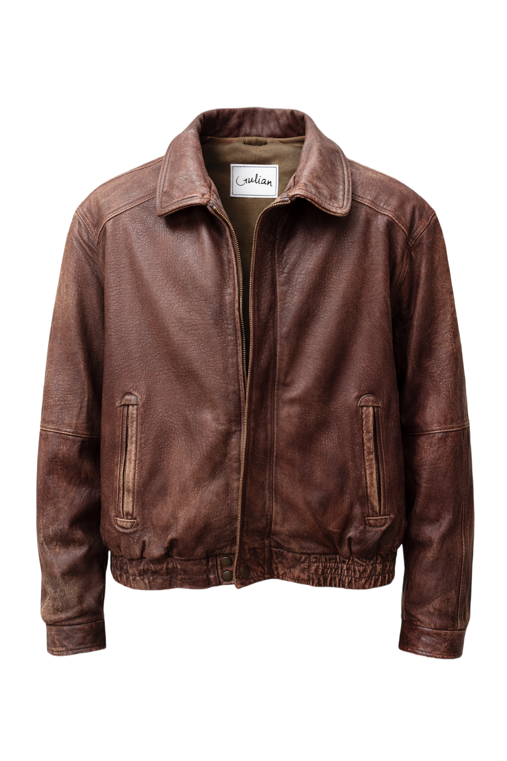 1980s Brown Leather Jacket - Front View