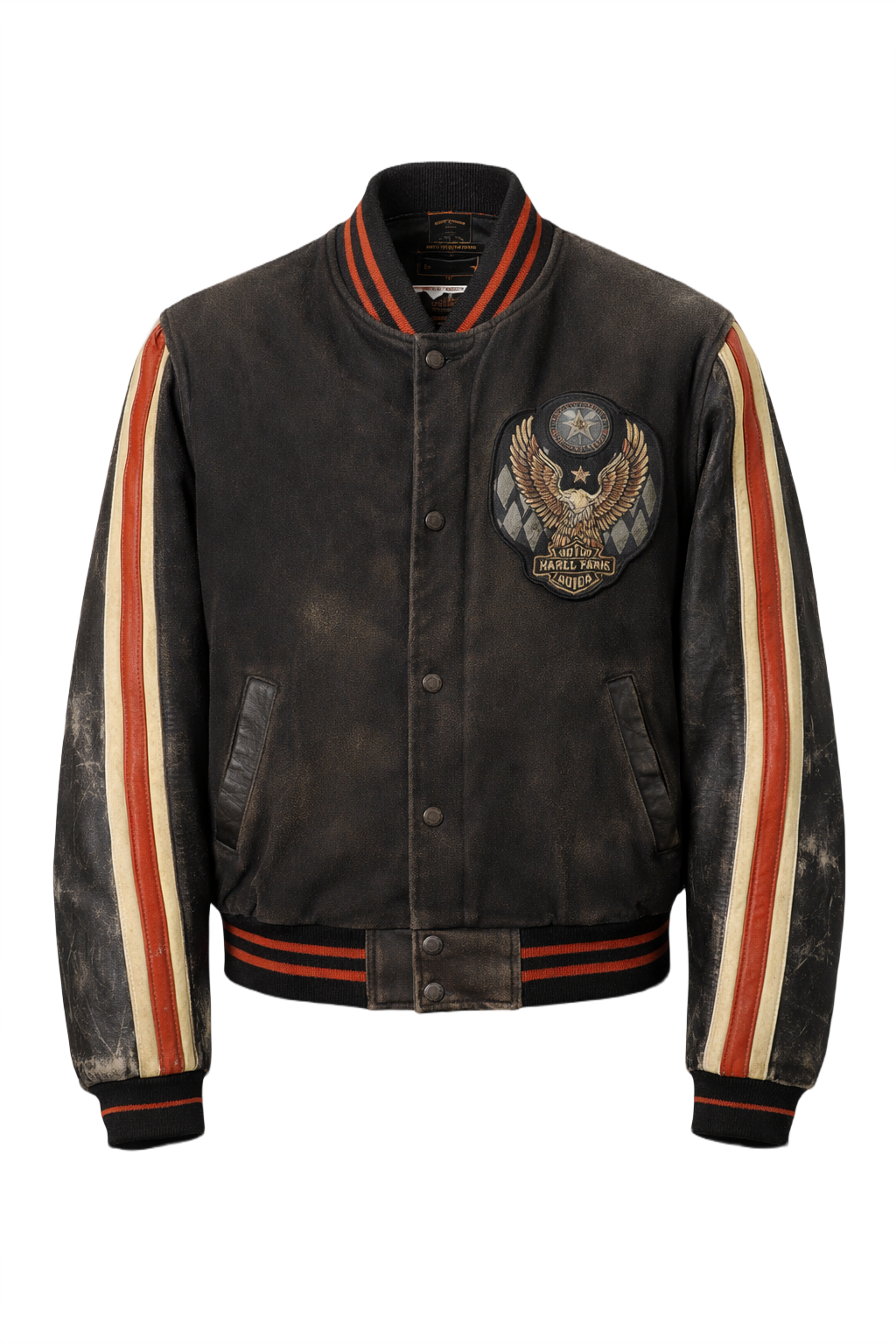 1990s Black Leather Jacket - Front View