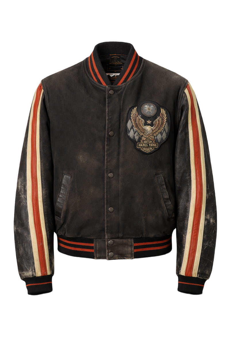 1990s Black Leather Jacket - Front View