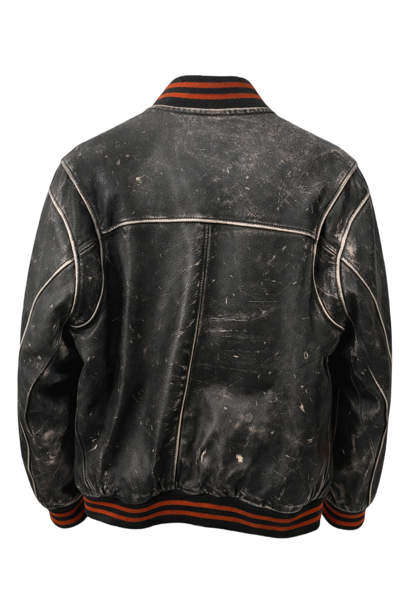 1990s Black Leather Jacket - Back View