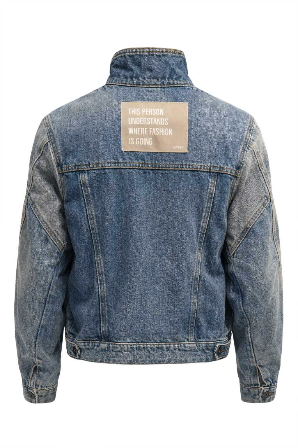 1990s Faded Blue Denim Jacket - Back View