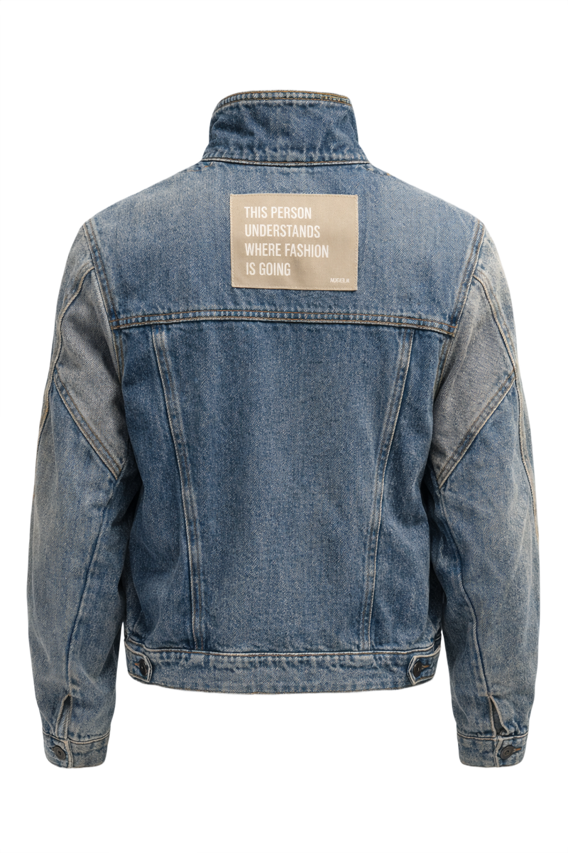 1990s Faded Blue Denim Jacket - Back View