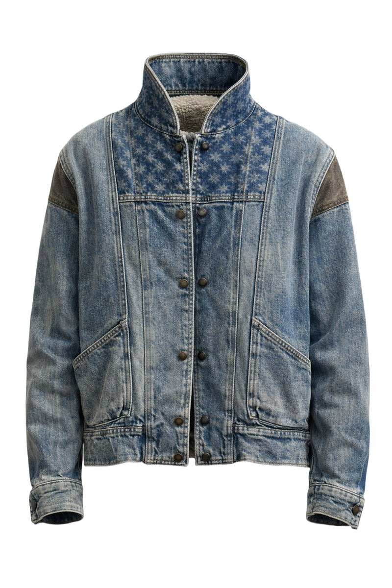 1990s Faded Blue Denim Jacket - Front View