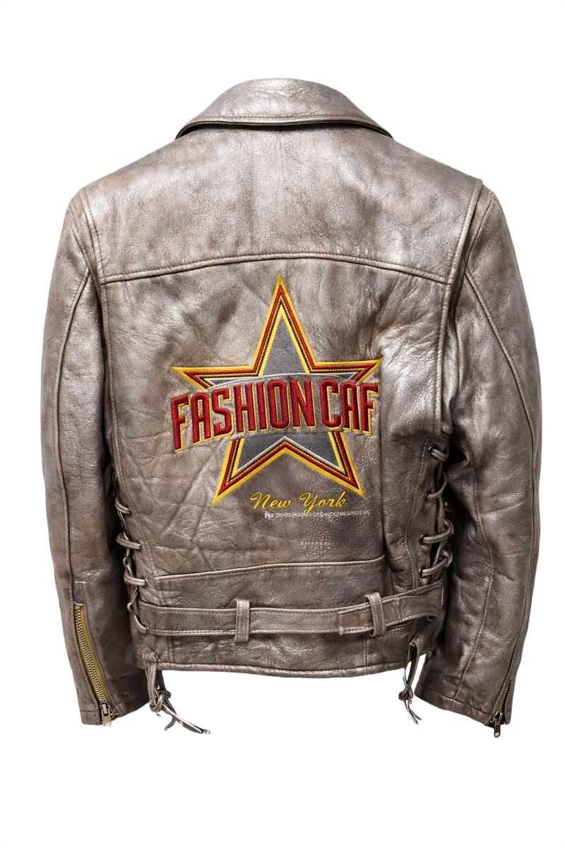 1970s Metallic Silver Leather Jacket - Back View