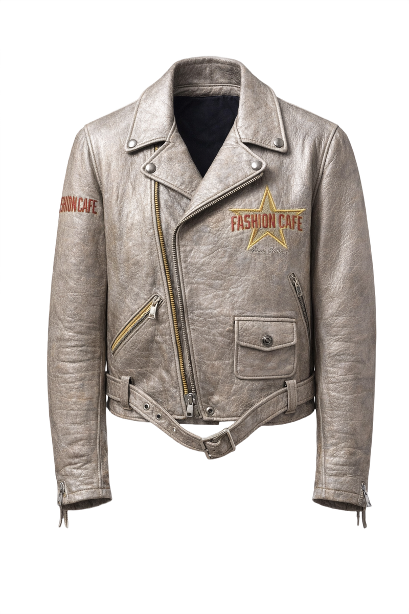 1970s Metallic Silver Leather Jacket - Front View