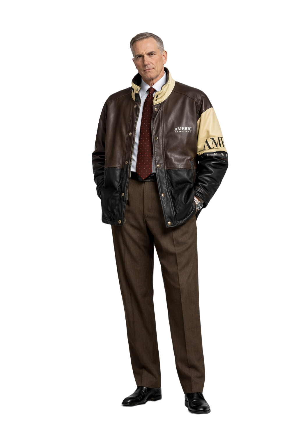 1990s Brown Leather Jacket - Model