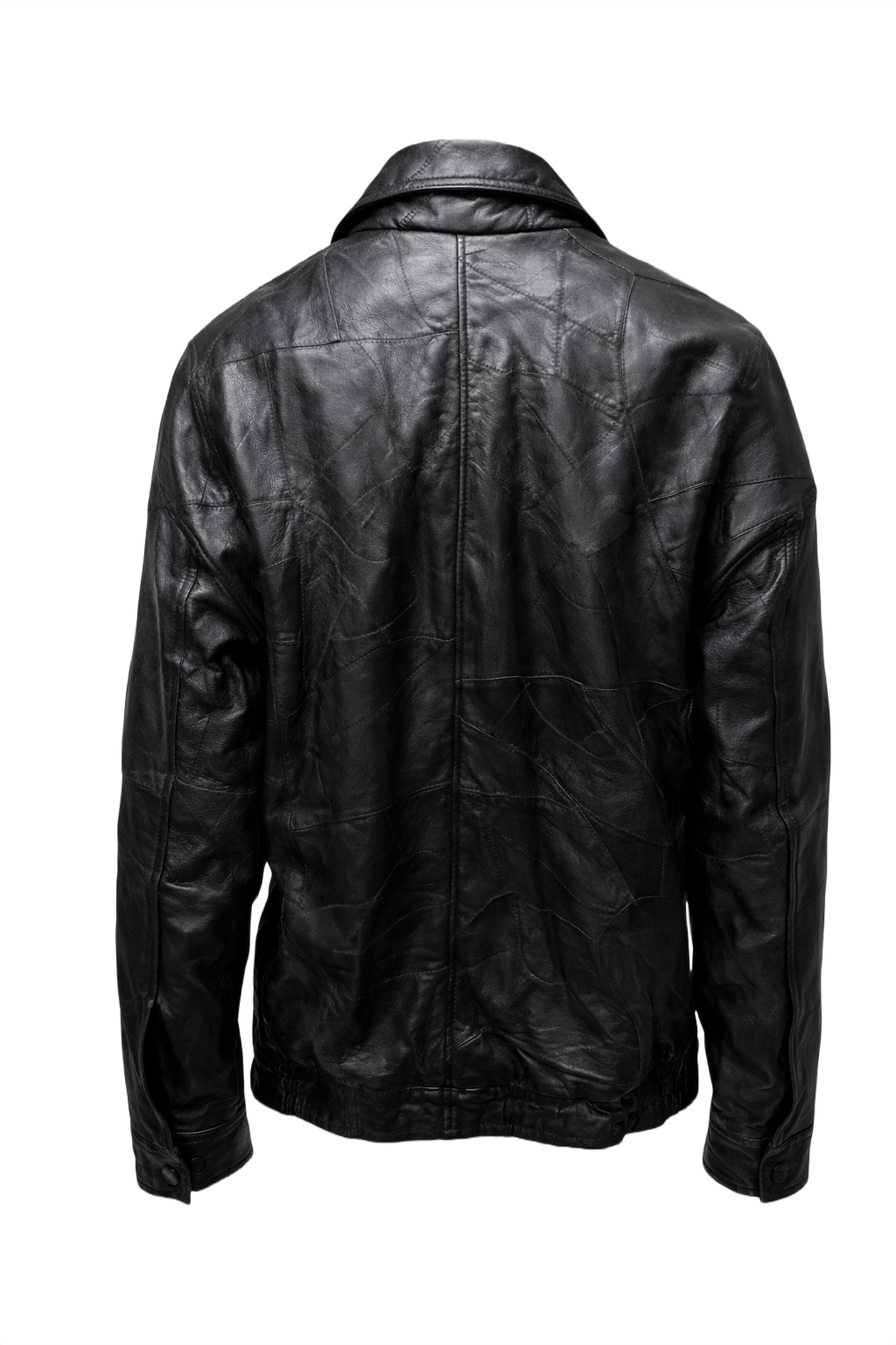 1990s Black Leather Jacket - Back View