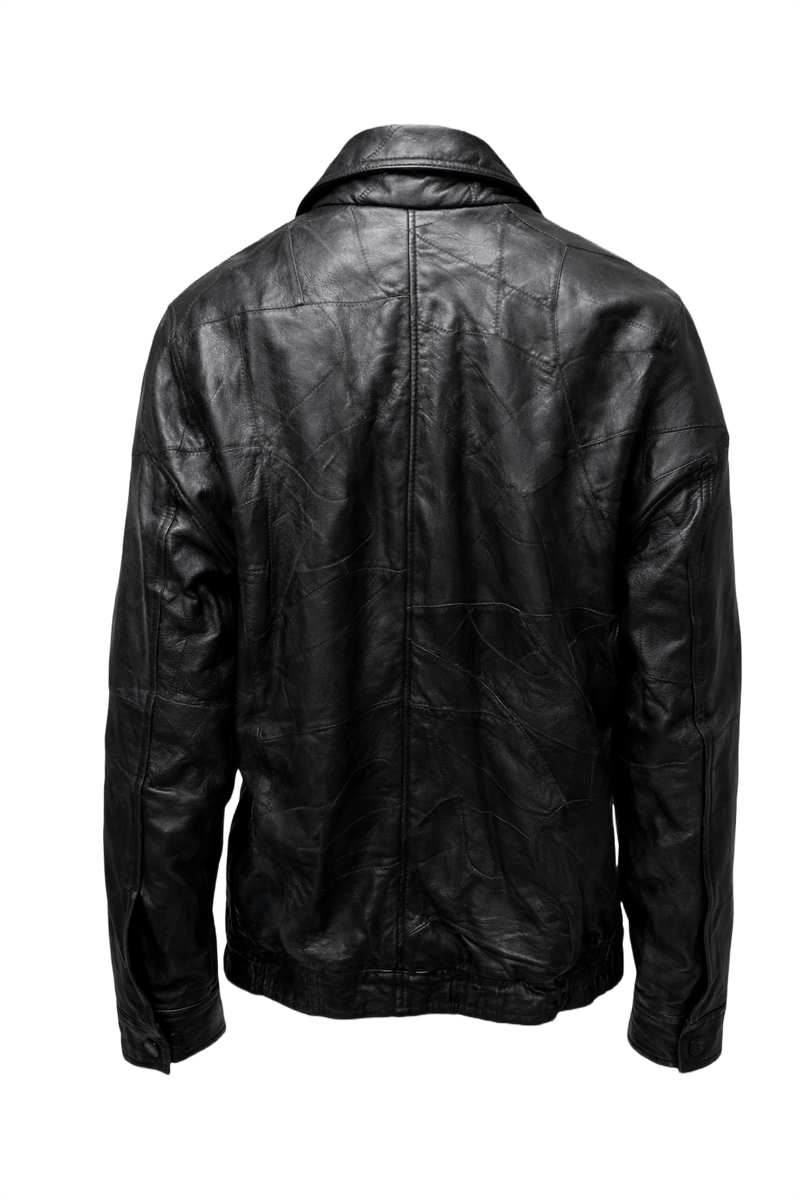 1990s Black Leather Jacket - Back View