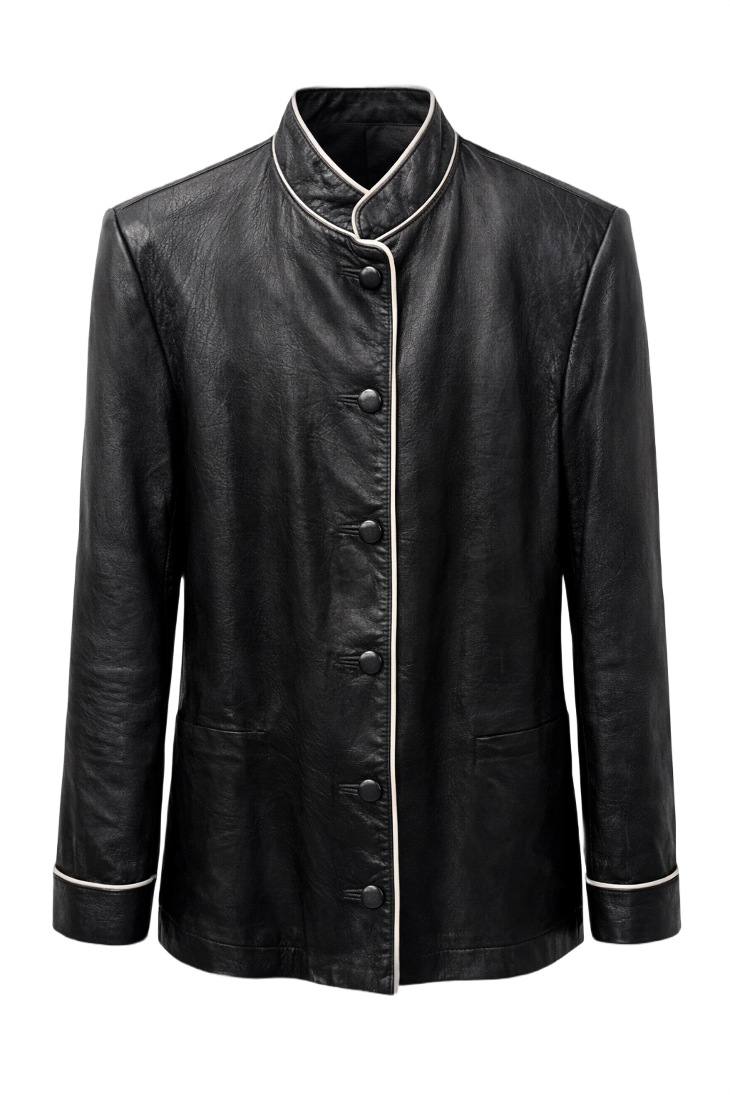 1990s Black Leather Jacket - Front View