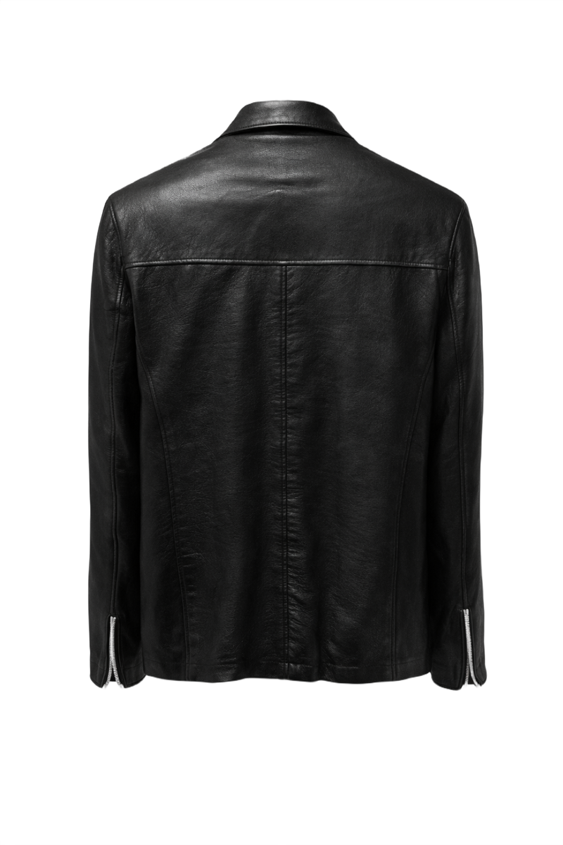 1990s Black Leather Jacket - Back View