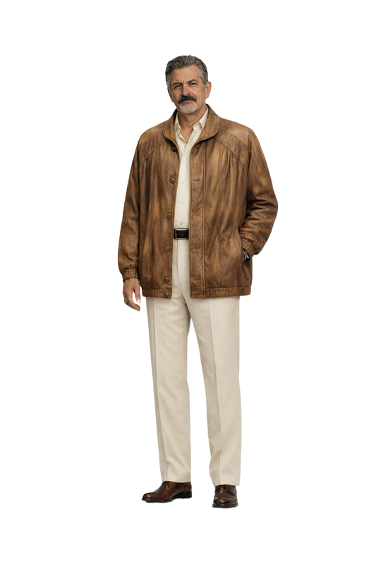 1980s Brown Leather Jacket - Model