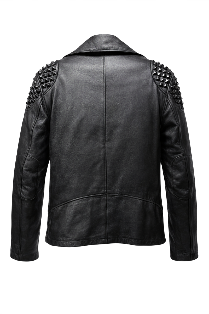 1970s Black Leather Jacket - Back View