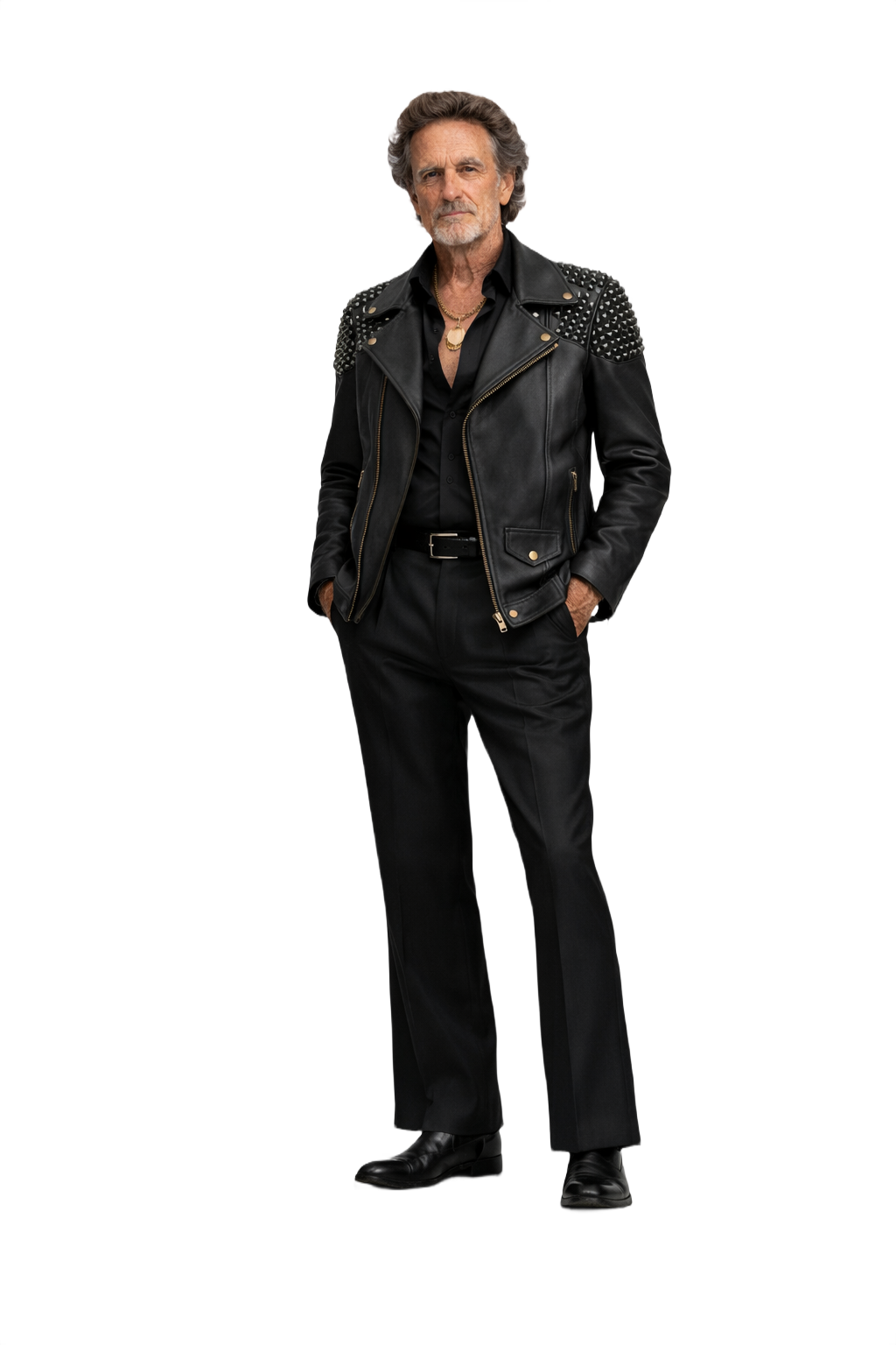 1970s Black Leather Jacket - Model