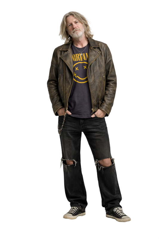 1990s Faded Black Leather Jacket - Model