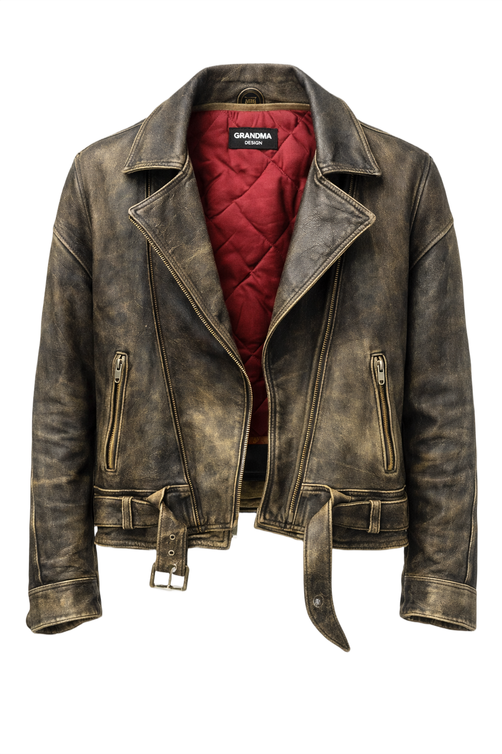 1990s Faded Black Leather Jacket - Front View