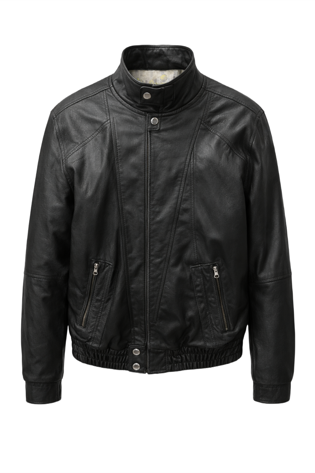 1990s Black Leather Jacket - Front View