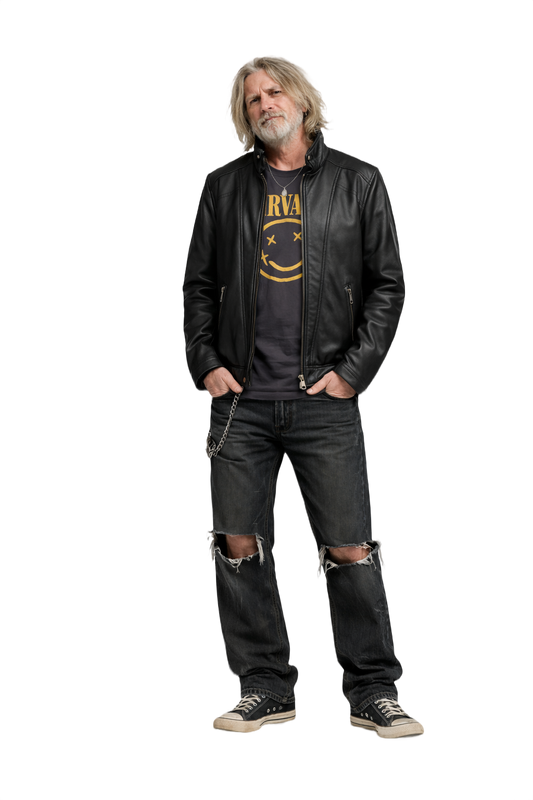 1990s Black Leather Jacket - Model