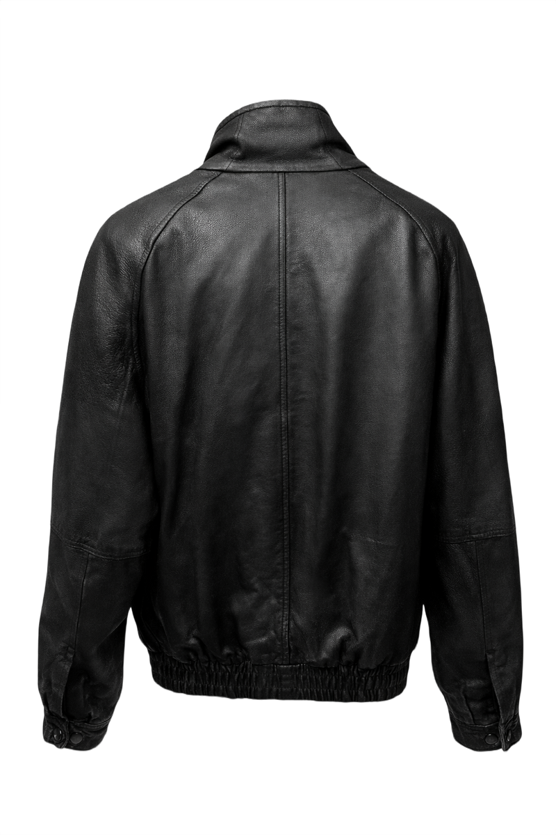 1990s Black Leather Jacket - Back View