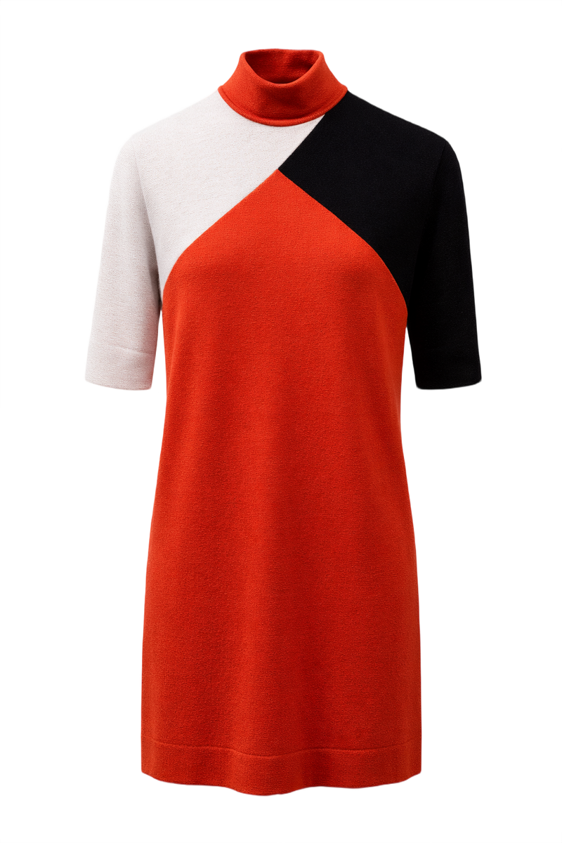 1960s Red Wool Shift Dress - Front View