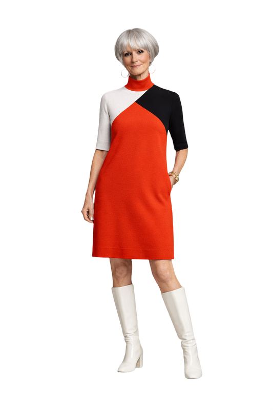 1960s Red Wool Shift Dress - Model