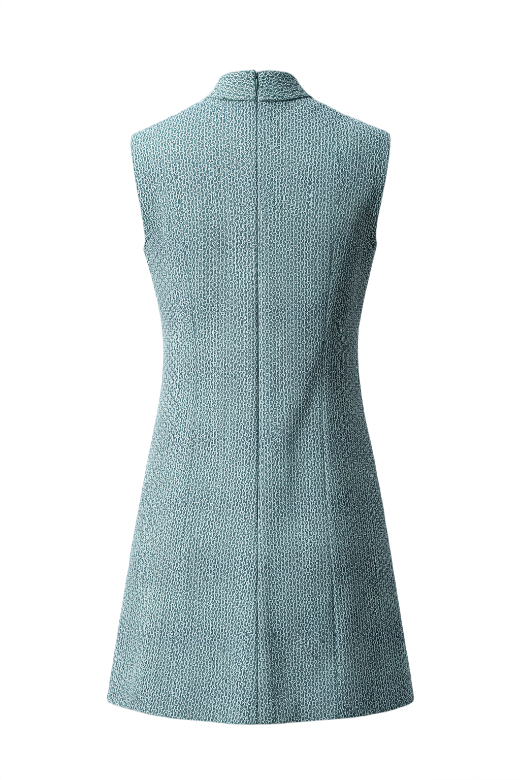 1960s Teal Polyester Shift Dress - Back View