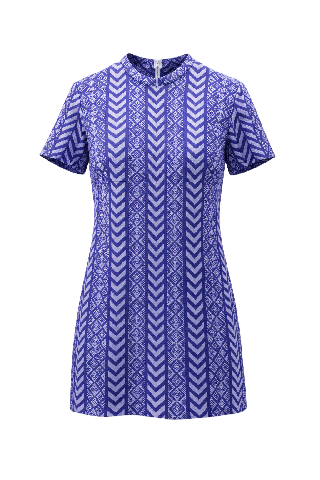 1960s Purple Polyester Mini Dress - Front View