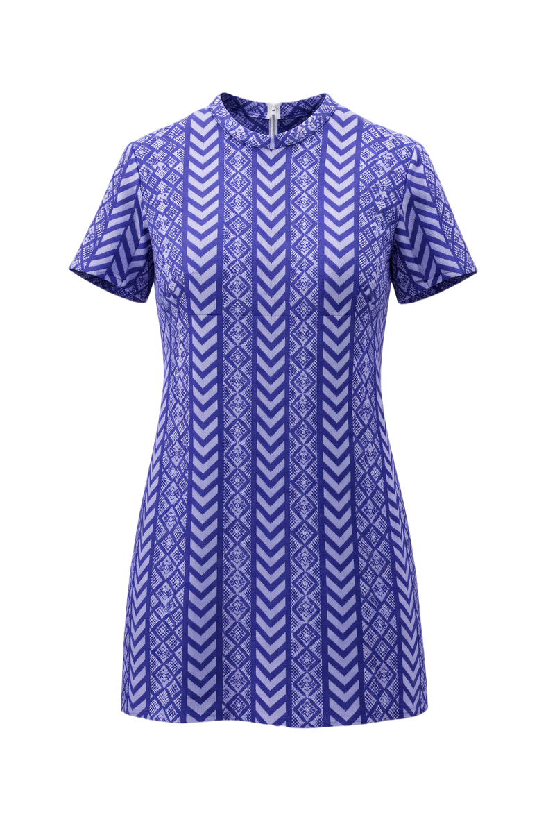 1960s Purple Polyester Mini Dress - Front View