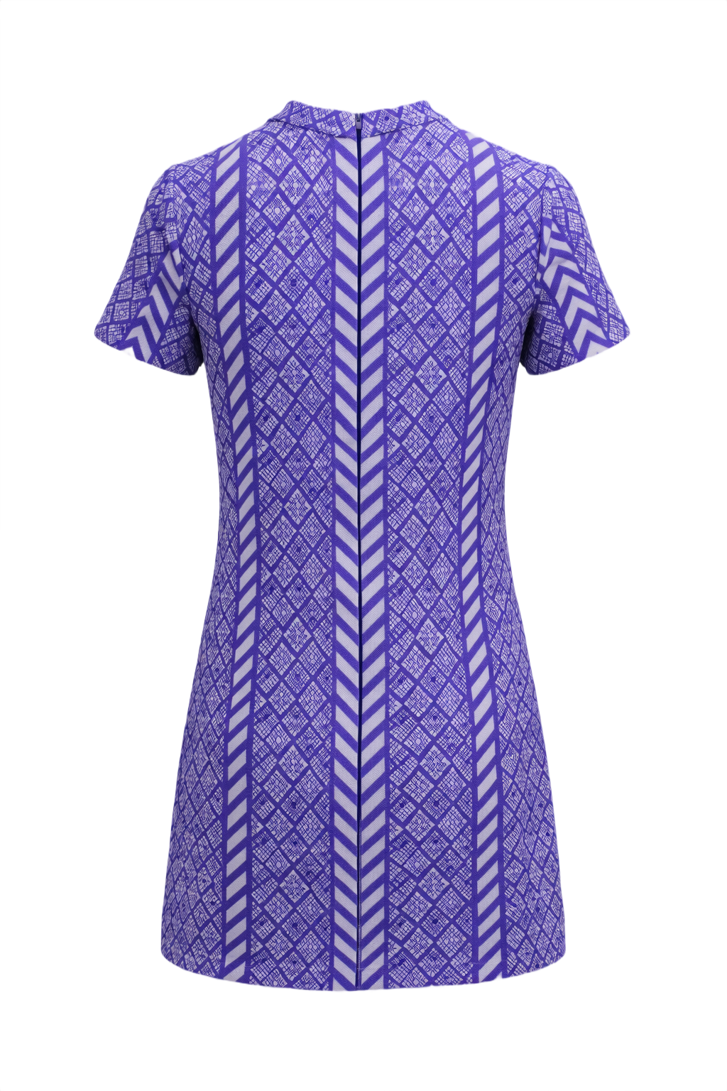 1960s Purple Polyester Mini Dress - Back View