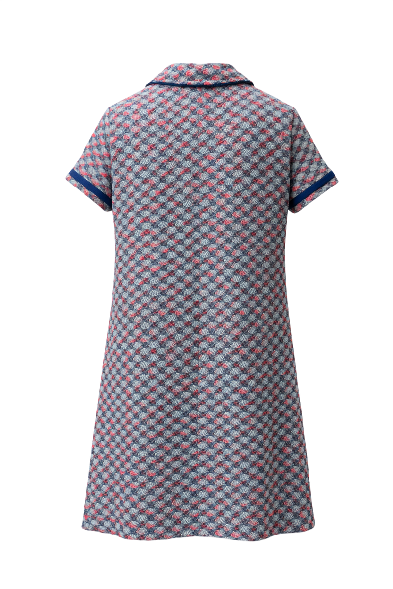 1970s Red Cotton Blend Shift Dress - Back View