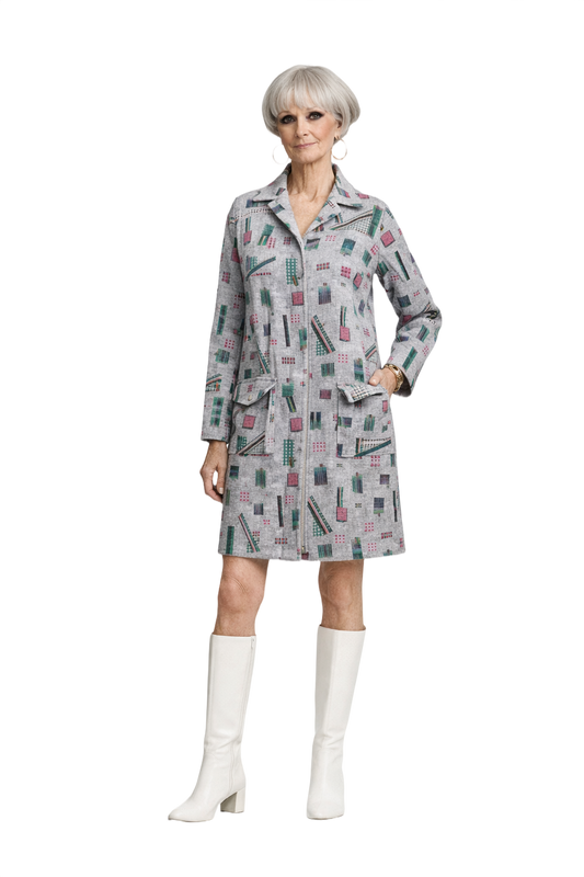 1960s Grey Cotton Blend Coat - Model