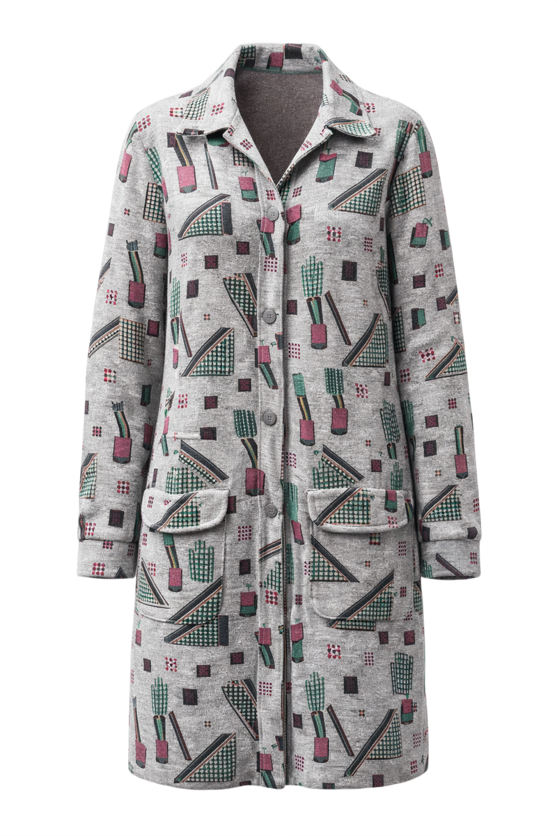 1960s Grey Cotton Blend Coat - Front View