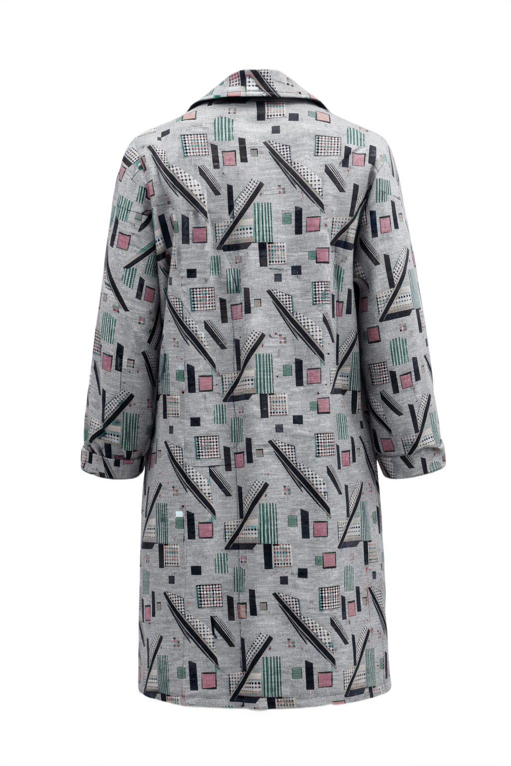 1960s Grey Cotton Blend Coat - Back View